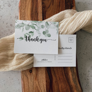 Carte Postale Feuillage Classique de Eucalyptus Vert Remerciemen
