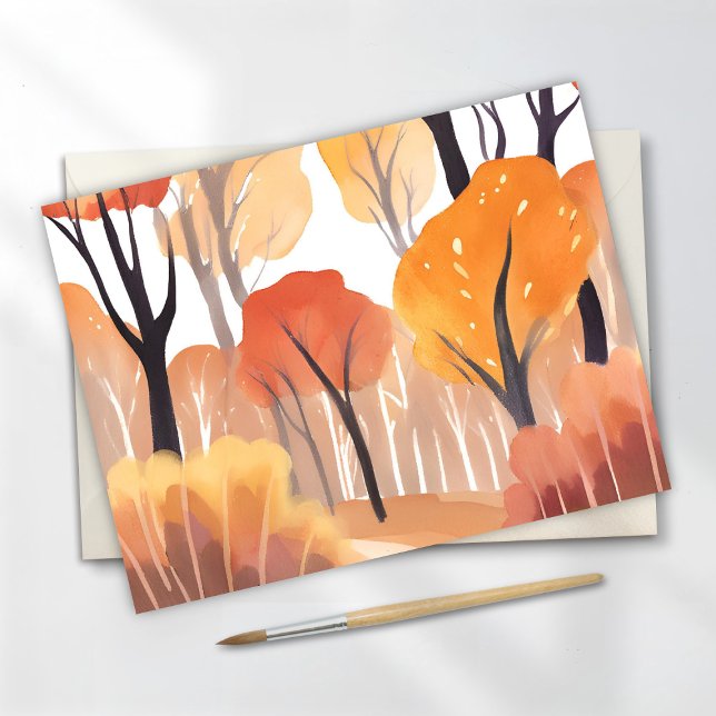 Carte Postale Feuillage d'automne forêt aquarelle feuilles (Créateur téléchargé)