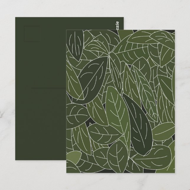 Carte Postale Feuillage de feuilles vertes (Devant / Derrière)