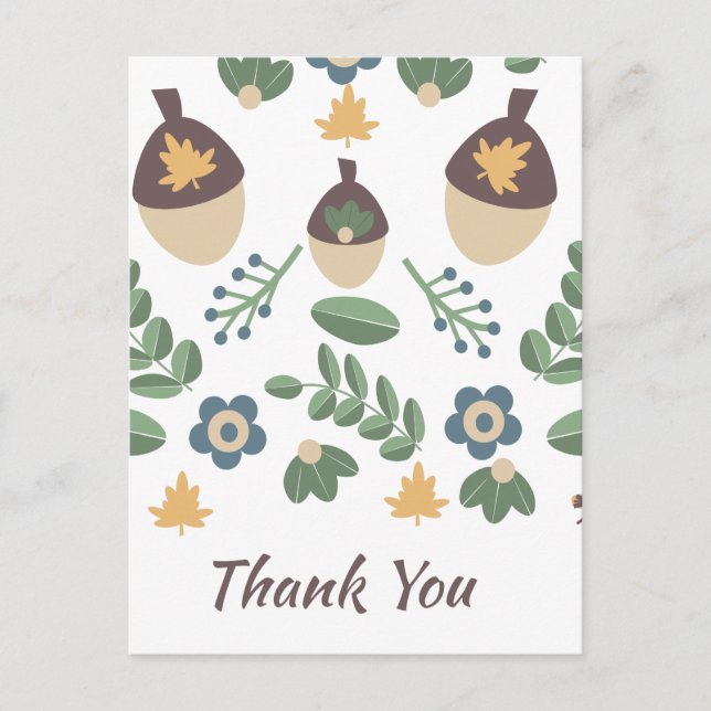 Carte Postale Feuillage de fleurs d'automne Feuilles Glands Merc (Devant)