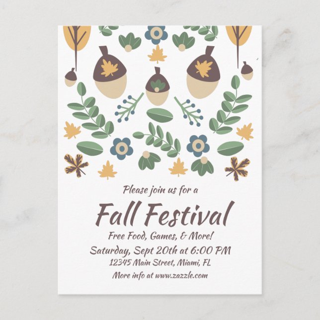 Carte Postale Feuillage de fleurs de festival d'automne Feuilles (Devant)