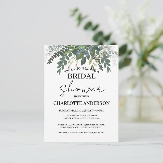 Carte Postale Feuillage de jardin Nature Verdure Baby Shower   (Debout devant)