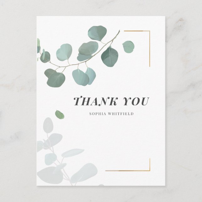Carte Postale Feuillage d'eucalyptus Succulents Cadre doré (Devant)