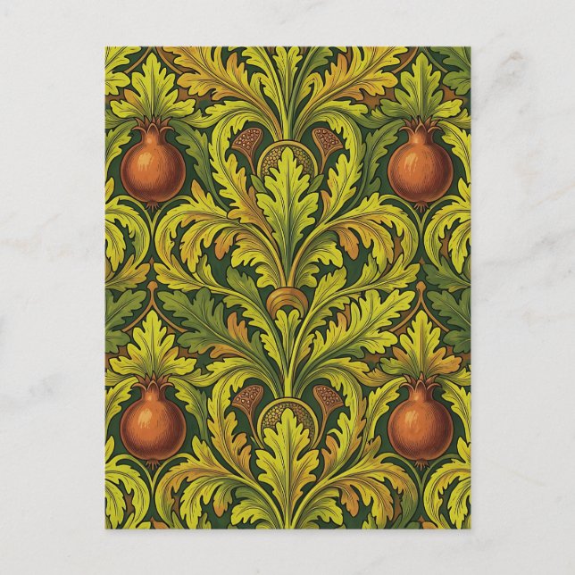 Carte Postale Feuillage doré Grenade Orné William Morris  (Devant)