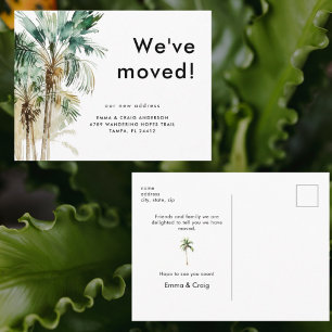 Carte Postale Feuillage Tropical Aquarelle Nous Avons Déménagé