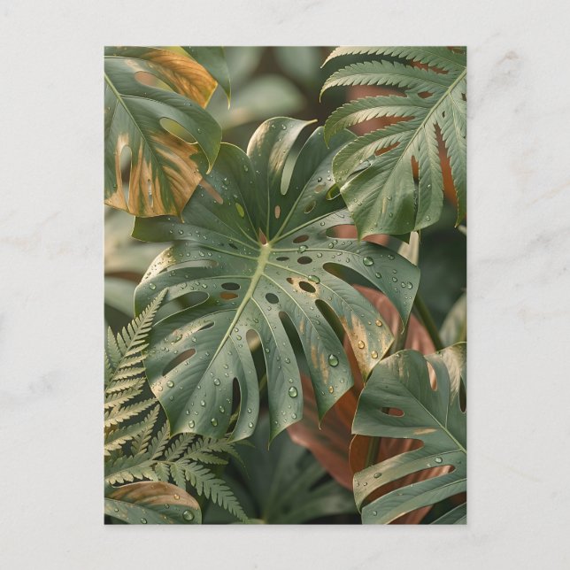 Carte Postale Feuillage tropical luxuriant Monstera fougères Jun (Devant)