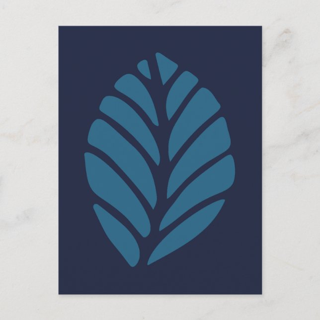 Carte Postale Feuille bleue minimaliste (Devant)