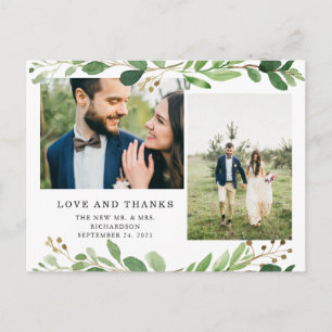Carte Postale Feuille botanique   Deux Merci Mariage photo