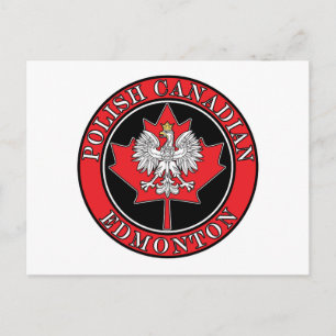 Carte Postale Feuille canadienne polonaise ronde d'Edmonton