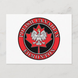 Carte Postale Feuille canadienne polonaise ronde d'Edmonton