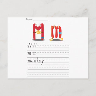 Carte Postale Feuille d'alphabet