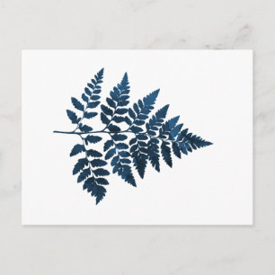 Carte Postale Feuille de fleur bleu marine