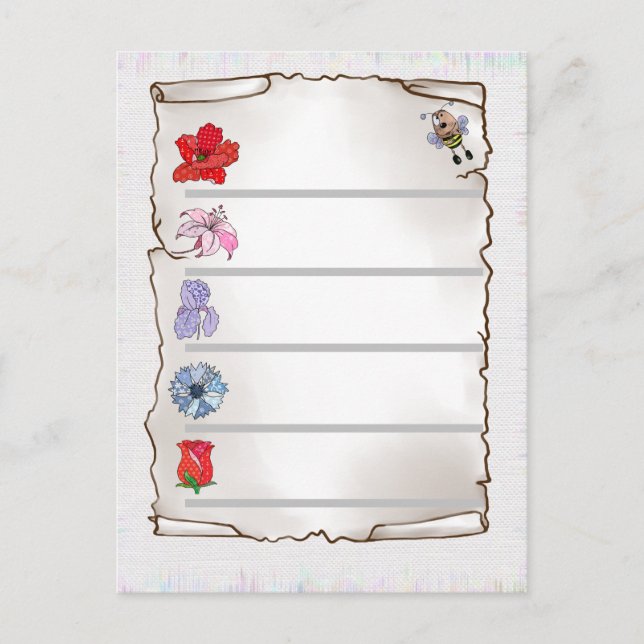 Carte Postale Feuille de fleurs (Devant)