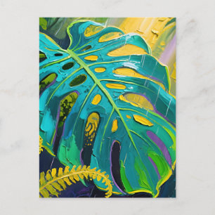 Carte Postale Feuille de Monstera Jungle Pluie