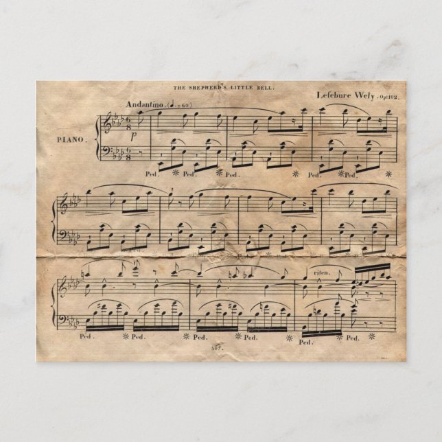 Carte Postale Feuille de musique (Devant)