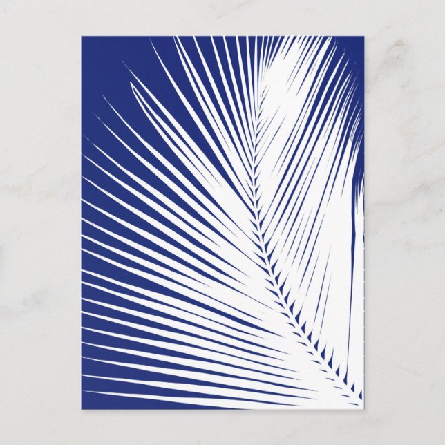 Carte Postale Feuille de palme - bleu marine et blanc (Devant)