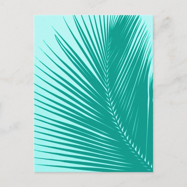 Carte Postale Feuille de palme - Turquoise et aqua (Devant)