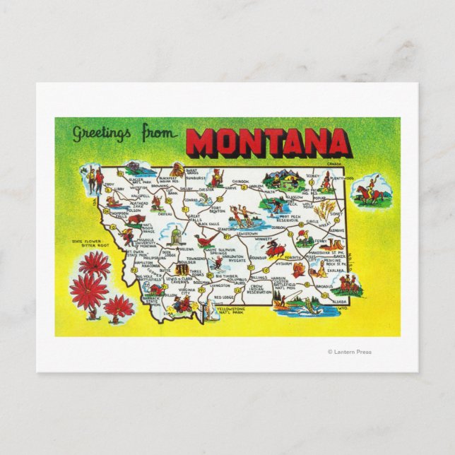 Carte Postale Feuille de route de l'état, salutations de (Devant)