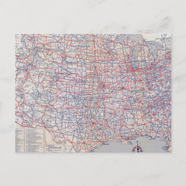 Carte Postale Feuille de route États-Unis (Devant)