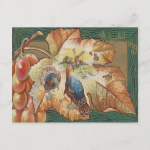 Carte Postale Feuille de vigne à vent d'automne dinde