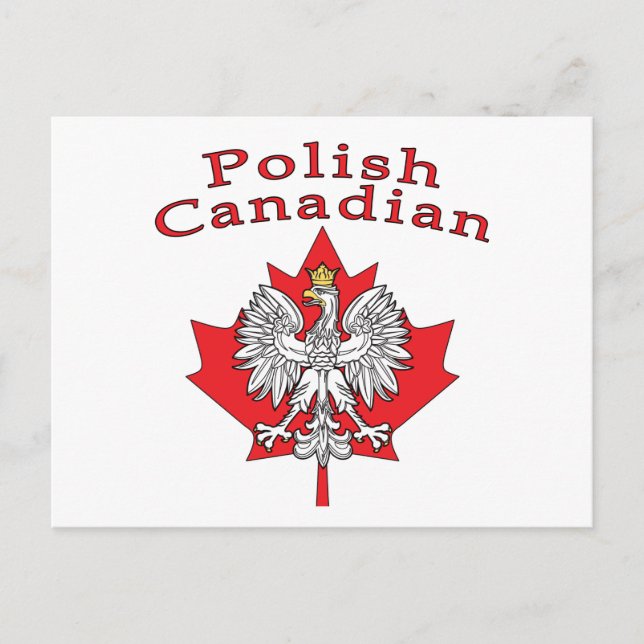 Carte Postale Feuille d'érable avec Canadien Polonais (Devant)