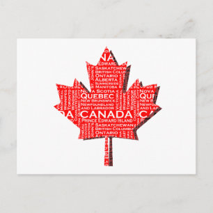 Carte Postale Feuille d'érable canadienne avec texte