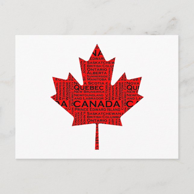 Carte Postale Feuille d'érable canadienne avec texte (Devant)