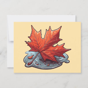 Carte Postale Feuille d'érable d'automne dans l'eau
