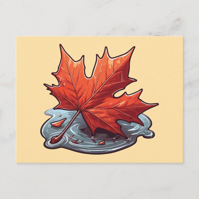 Carte Postale Feuille d'érable d'automne dans l'eau (Devant)