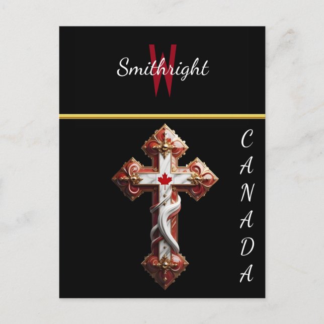 Carte Postale Feuille d'érable intégrée par croix (Devant)