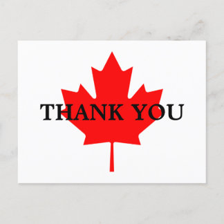 Carte Postale Feuille d'érable rouge canadienne Merci