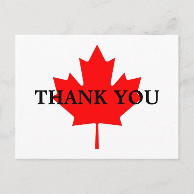 Carte Postale Feuille d'érable rouge canadienne Merci (Devant)