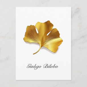 Carte Postale Feuille dorée de Ginkgo - Symbole de Longévité et 