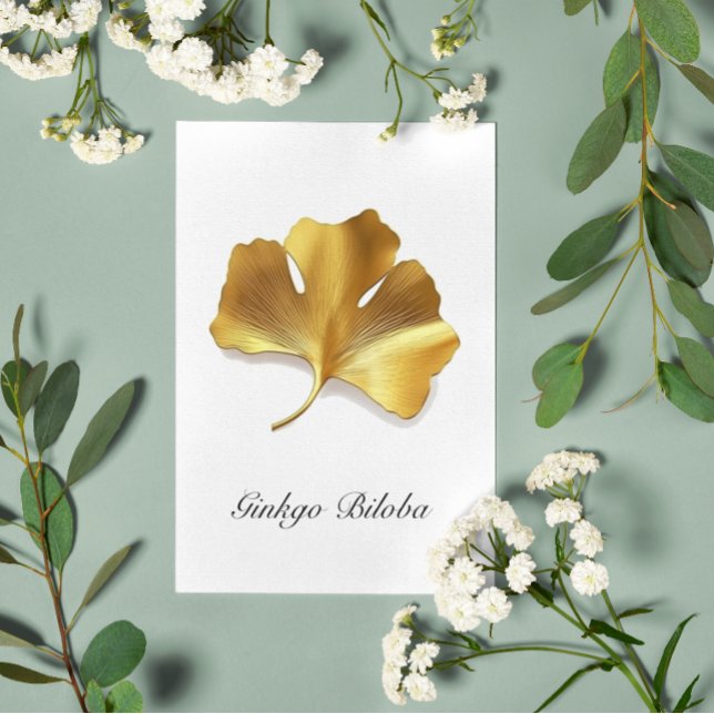 Carte Postale Feuille dorée de Ginkgo - Symbole de Longévité et  (Créateur téléchargé)