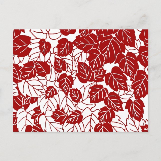 Carte Postale Feuille japonaise, rouge foncé et blanc (Devant)