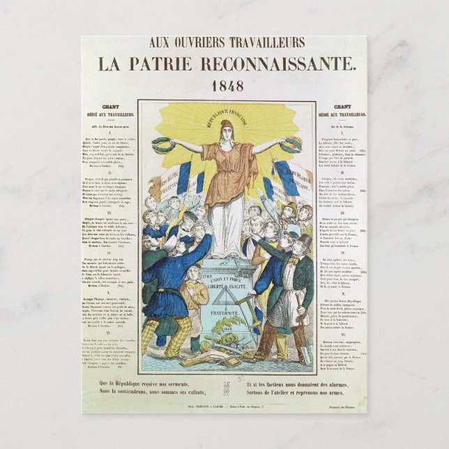 Carte Postale feuille lyrique pour une chanson dédiée à (Devant)
