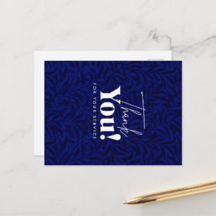 Carte Postale Feuille monochrome bleue Merci pour votre service