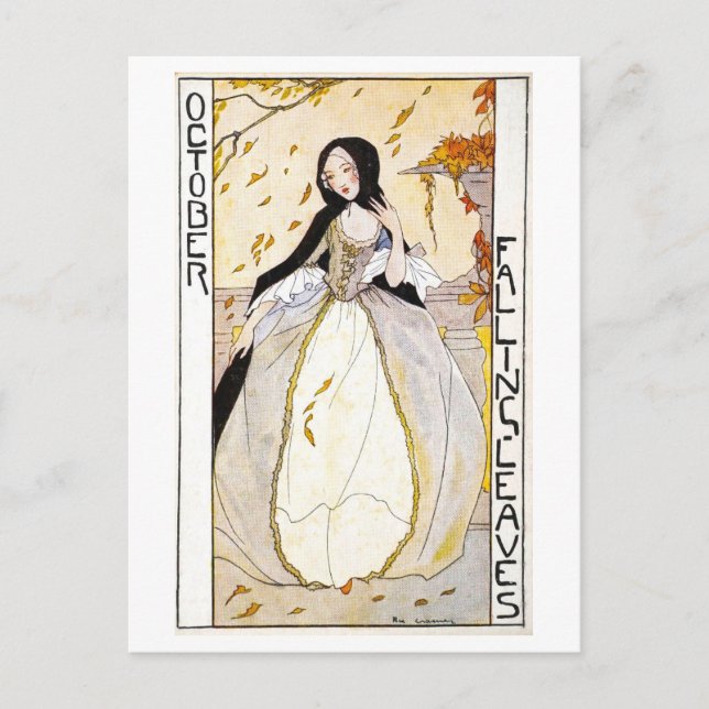 Carte postale Feuille vintage octobre Falling (Devant)