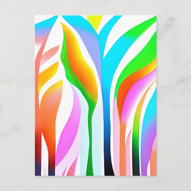 Carte Postale Feuilles abstraites en pastels multicolores   (Devant)