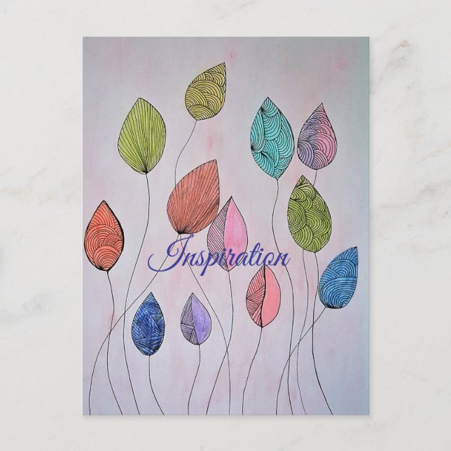 Carte Postale Feuilles botaniques colorées (Devant)