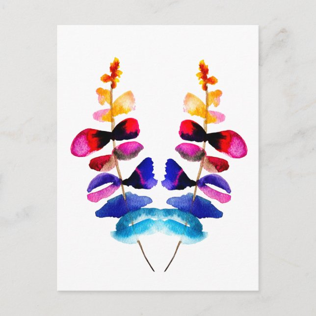 Carte Postale Feuilles colorées mignonnes aquarelle (Devant)