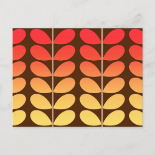 Carte Postale Feuilles danois du milieu du siècle, Brown, orange