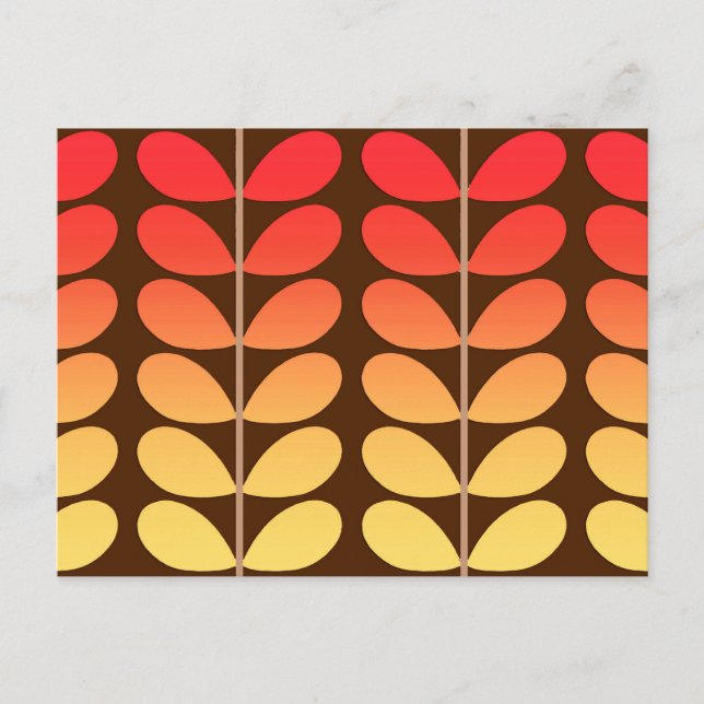 Carte Postale Feuilles danois du milieu du siècle, Brown, orange (Devant)
