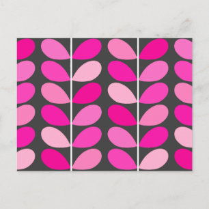 Carte Postale Feuilles danois du milieu du siècle, Fuchsia rose 