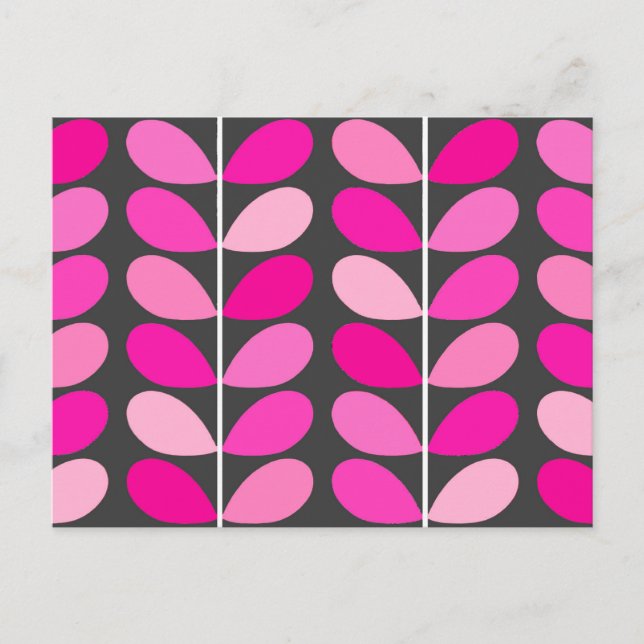 Carte Postale Feuilles danois du milieu du siècle, Fuchsia rose  (Devant)