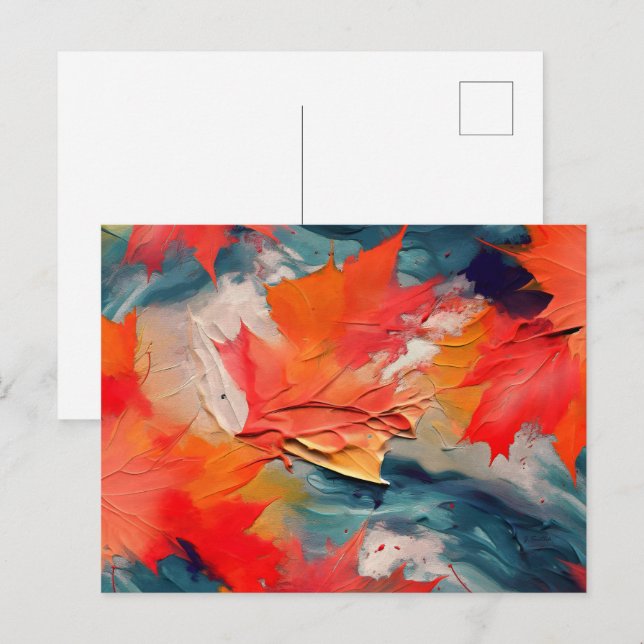 Carte Postale Feuilles dans le vent – Mouvement abstrait d'autom (Devant / Derrière)