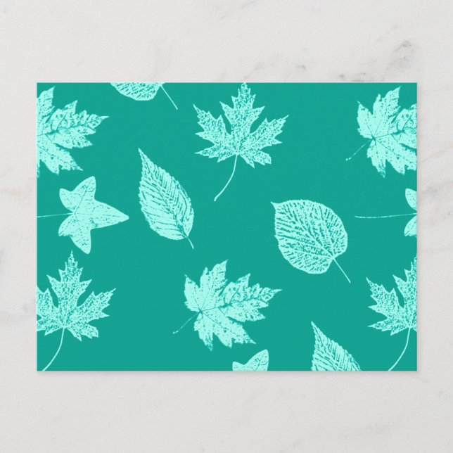 Carte Postale Feuilles d'automne - aqua et turquoise (Devant)