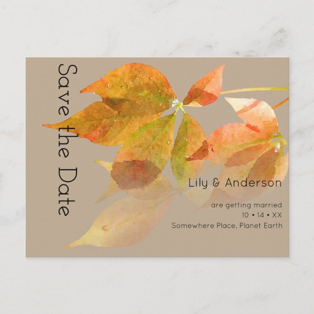 Carte Postale Feuilles d'automne Aquarelle Automne (Devant)