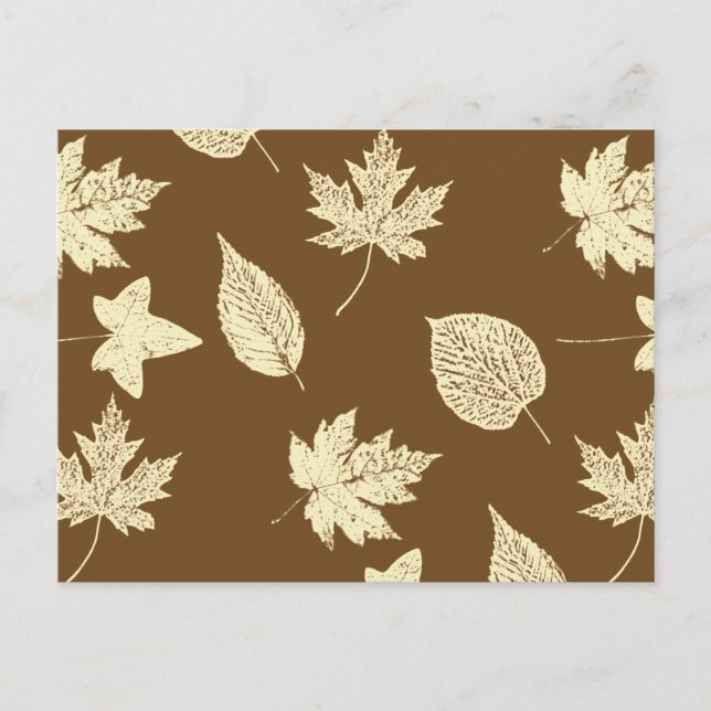 Carte Postale Feuilles d'automne - beige et chocolat (Devant)