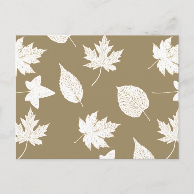 Carte Postale Feuilles d'automne - blanc et taureau (Devant)